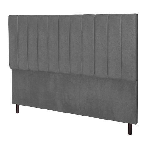Cabeceira Leblon Chumbo Estofada para Cama Box Casal Queen Size 164Cm Quarto Luxo JBE Móveis