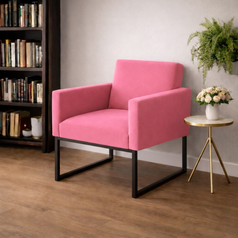 Poltrona Decorativa Reforçada para Recepção e Estética Rose