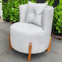 Ver imagem 2 de Poltrona Decorativa Orgânica Curva Luna Boucle Cinza Claro - Montanaris Decor