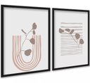 Ver imagem 2 de Kit 2 Quadros Ultra Minimalistas Neutros Boho 33x24cm:moldura Preta