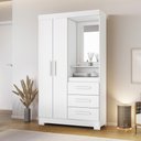 Ver imagem 2 de Guarda Roupa Solteiro 2 Portas 3 Gavetas Nt6020 Branco/rosa Nótável Móveis