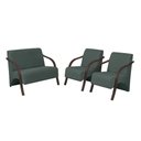 Ver imagem 1 de Conjunto Vênus Braço Madeira D Salla 2 Poltronas de 1 Lugar e 1 de 2 Lugares Suede Verde