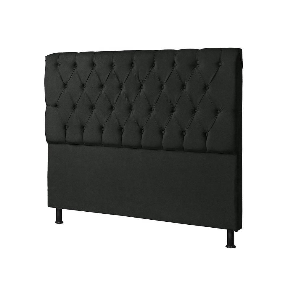 Cabeceira Estofada para Cama Casal Queem 160 Cm Londres Veludo: Veludo Preto - 3