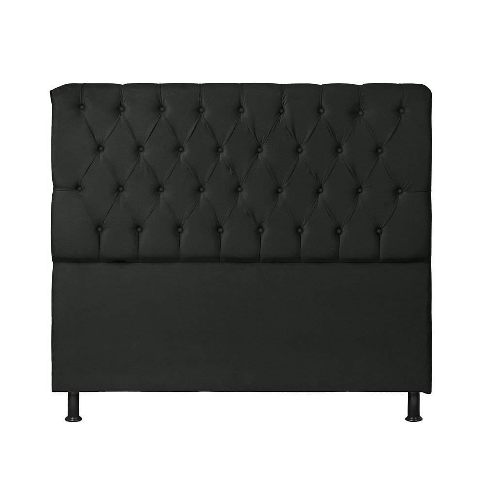 Cabeceira Estofada para Cama Casal Queem 160 Cm Londres Veludo: Veludo Preto - 2