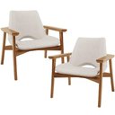 Ver imagem 1 de Kit 02 Poltronas Decorativa para Sala de Estar Living Base Madeira Becker L02 Linho Cru - Lyam Decor