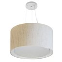 Ver imagem 1 de Lustre Pendente Cilíndrico Duplo Vivare Md-4299 Cúpula em Tecido 45x30cm - Bivolt - Linho Bege - Biv