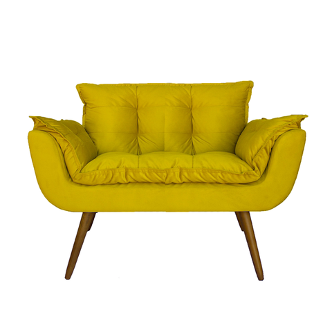 Namoradeira Poltrona Sofá 2 Lugares Sala de Estar Opala Suede Amarelo - LM DECOR