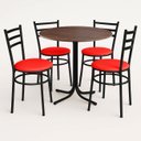 Ver imagem 1 de Mesa de Jantar Redonda 80cm Imbuia com 4 Cadeiras Estofada Preta
