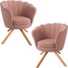 Kit Duas Poltronas Pétala Base Giratória Ferro e Madeira em Linho:09-rosê - 1
