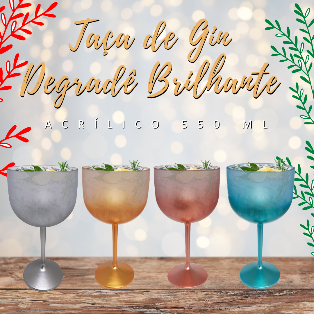 7 Taças de Gin Degrade Brilhante 550 ML: Prata - 2