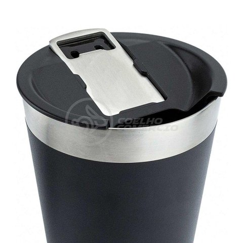 Copo Térmico com Tampa e Abridor de Garrafa 473ml Preto