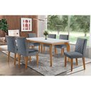Ver imagem 1 de Sala de Jantar Completa Londrina C/tampo Madeirado Canto Reto 180x90cm e 6 Cadeiras Jade Imbuia -