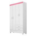 Ver imagem 1 de Guarda Roupa Solteiro 4 Portas e 2 Gavetas Astro - Branco/rosa Flex - Mercado Dos Móveis