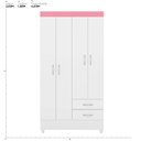 Ver imagem 3 de Guarda Roupa Solteiro 4 Portas e 2 Gavetas Astro - Branco/rosa Flex - Mercado Dos Móveis