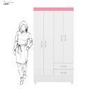 Ver imagem 4 de Guarda Roupa Solteiro 4 Portas e 2 Gavetas Astro - Branco/rosa Flex - Mercado Dos Móveis
