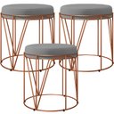 Ver imagem 1 de Kit 03 Puffs Decorativo Aramado Bronze Zaya L02 Corano Cinza - Lyam Decor
