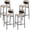 Ver imagem 1 de Kit 04 Banquetas Alta Bar Cozinha Sala de Jantar Aço Preto Kaira C01 Linho Areia Courino Preto - Lya