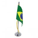 Ver imagem 1 de Mini Bandeira de Mesa do Brasil 15 Cm Poliéster