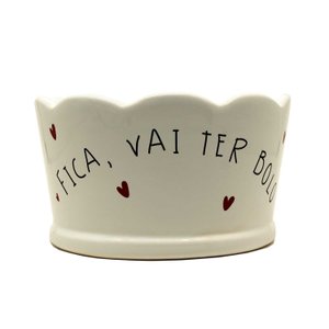 Porta Panetone de Cerâmica Fica Vai Ter Bolo Branco 400g