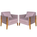 Ver imagem 1 de Kit 2 Poltronas Decorativa Sophia Suede Rosê Pés Madeira Mz Decor