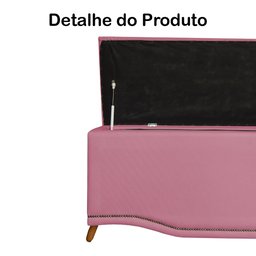 Calçadeira Recamier Baú Casal King 195cm Greta Suede Rosa - DS Estofados - 3