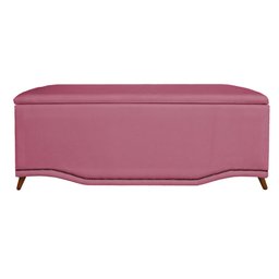 Calçadeira Recamier Baú Casal King 195cm Greta Suede Rosa - DS Estofados - 1