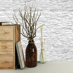 Papel de Parede Pedra Canjiquinha Branca Lavável - 3