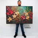 Ver imagem 2 de Quadro Decorativo Floral Luxo Harmonia Das Flores em Tela Canvas Tacolado Moldura Flutuante 4,5cm Br