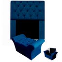 Ver imagem 1 de Kit Cabeceira Mirage + Calçadeira Baú Veneza Solteiro 120cm Suede - Ecotec Decor:Azul Marinho