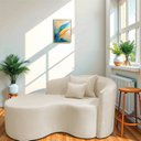 Ver imagem 1 de Recamier Curvo Orgânico 150cm 2 Lugares Lado Esquerdo para Sala de Estar Bouclé Londres