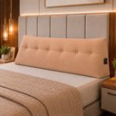 Ver imagem 2 de Almofada Decorativa Cabeceira Bella Encosto Apoio de Lombar 190cm King Suede Bege - Monari Design