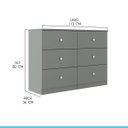 Ver imagem 4 de Cômoda Grande com 6 Gavetas 110x80cm London Cinza 6513