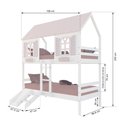Ver imagem 4 de Beliche Casinha Bela Kit Escada/escorregador - Madeira Maciça Branco/rosa | Housin