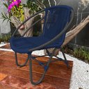 Ver imagem 2 de Kit 4 Cadeiras Decorativa Julia em Corda Náutica e Base em Alumínio Preta/ Azul Marinho
