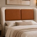 Ver imagem 2 de Cabeceira Moderna Blind Queen Courino Caramelo | Bege - Sallar Home