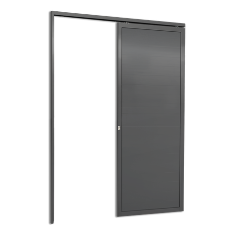Porta de Correr Suspensa Lambril Esq L.25 Cinza 210x90 Brimak