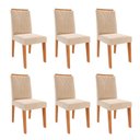 Ver imagem 1 de Kit 6 Cadeiras para Sala de Jantar Estofadas Nicole Bege/Cinamomo/Nude