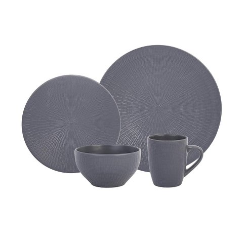 Aparelho de jantar 24 pecas Terroir em ceramica cor cinza