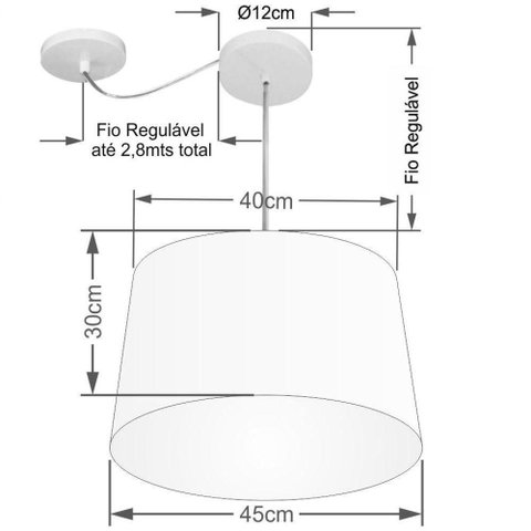 Lustre Pendente Cone com Desvio Md-4277 Cúpula 30/40x45cm Palha - Bivolt