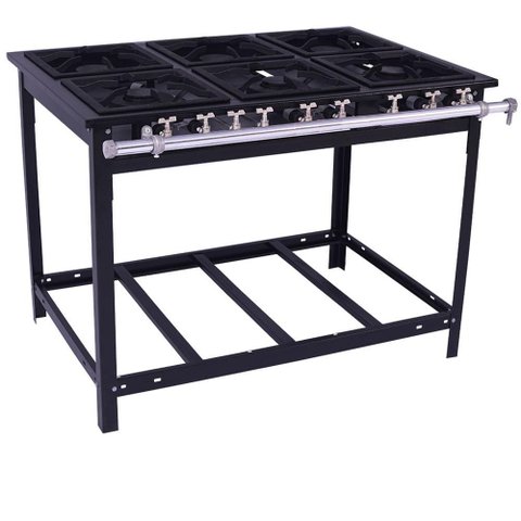 Fogão Industrial Venâncio 6 Bocas 3 Simples a Gás Baixa Pressão Espera para Forno E6d3e