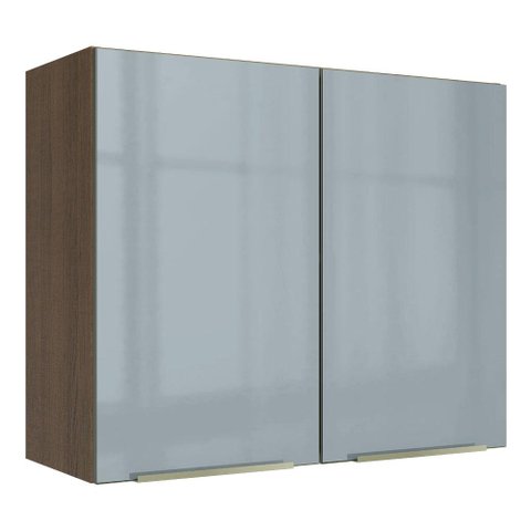 Armário Aéreo Madesa Lux 80 cm 2 Portas Rustic/Cinza