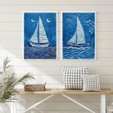 Ver imagem 2 de Kit 2 Quadros Arte Nautica Azul Barcos 45x34cm - com Vidro:moldura Preta
