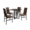 Ver imagem 2 de Conjunto de Jantar Mesa Mônaco Premium 90cm Preta com 4 Cadeiras Estofadas Marrom