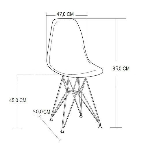 Mesa Industrial Jantar Retangular 137x90cm Preta Base V com 6 Cadeiras Eames Eiffel Pretas Ferro Pre - 6