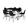 Mesa Industrial Jantar Retangular 137x90cm Preta Base V com 6 Cadeiras Eames Eiffel Pretas Ferro Pre - 2