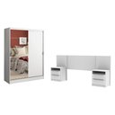 Ver imagem 2 de Quarto Completo com Guarda Roupa Luke e Cabeceira com 2 Mesas Laterais Madesa - Branco