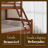 Beliche de Madeira com Cama Casal Solteiro Robusto Marrom Fabrika Móveis - 5