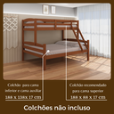 Ver mais imagens de Beliche de Madeira com Cama Casal Solteiro Robusto Marrom Fabrika Móveis