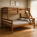 Ver imagem 1 de Beliche de Madeira com Cama Casal Solteiro Robusto Marrom Fabrika Móveis
