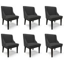 Ver imagem 1 de Kit 6 Cadeiras Decorativas Sala de Jantar Base Fixa de Madeira Firenze PU Preto Fosco G19 - Gran Bel